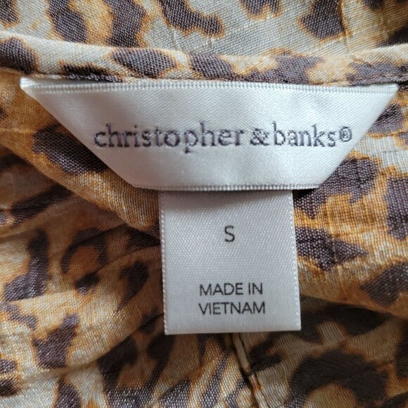 Leopard Print Christopher & Banks Womens Blouse Short Sleeve Small Lightweight S - Picture 4 of 8
